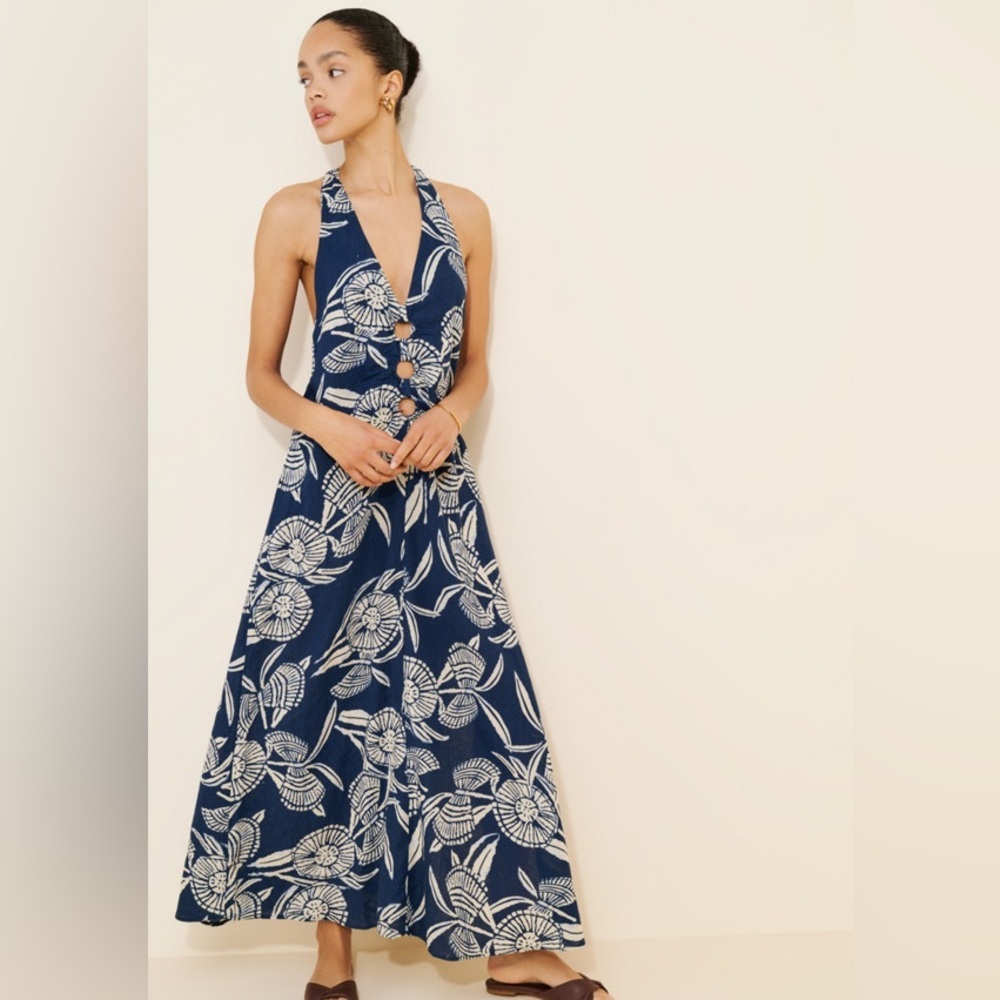 Anthropologie Celandine Plunge Linen Maxi Dress Coverup NWOT - Picture 15 of 15